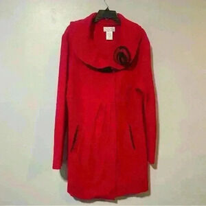 Vintage Mandal Bay wool blend Coat XXL pleated shawl collar pockets Flower Front